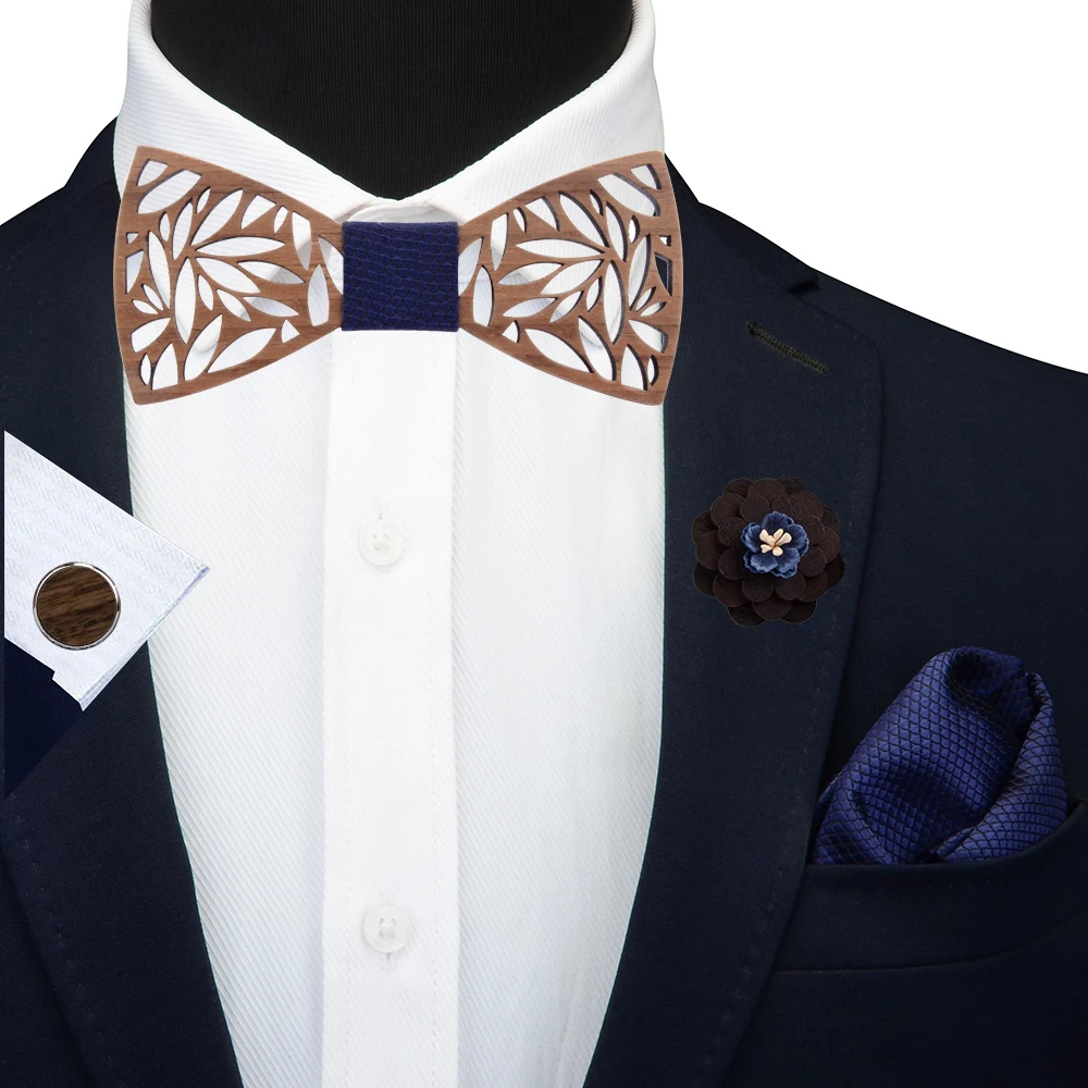 5 шт. полый шейный платок деревянный галстук бабочка Карманный квадратный набор