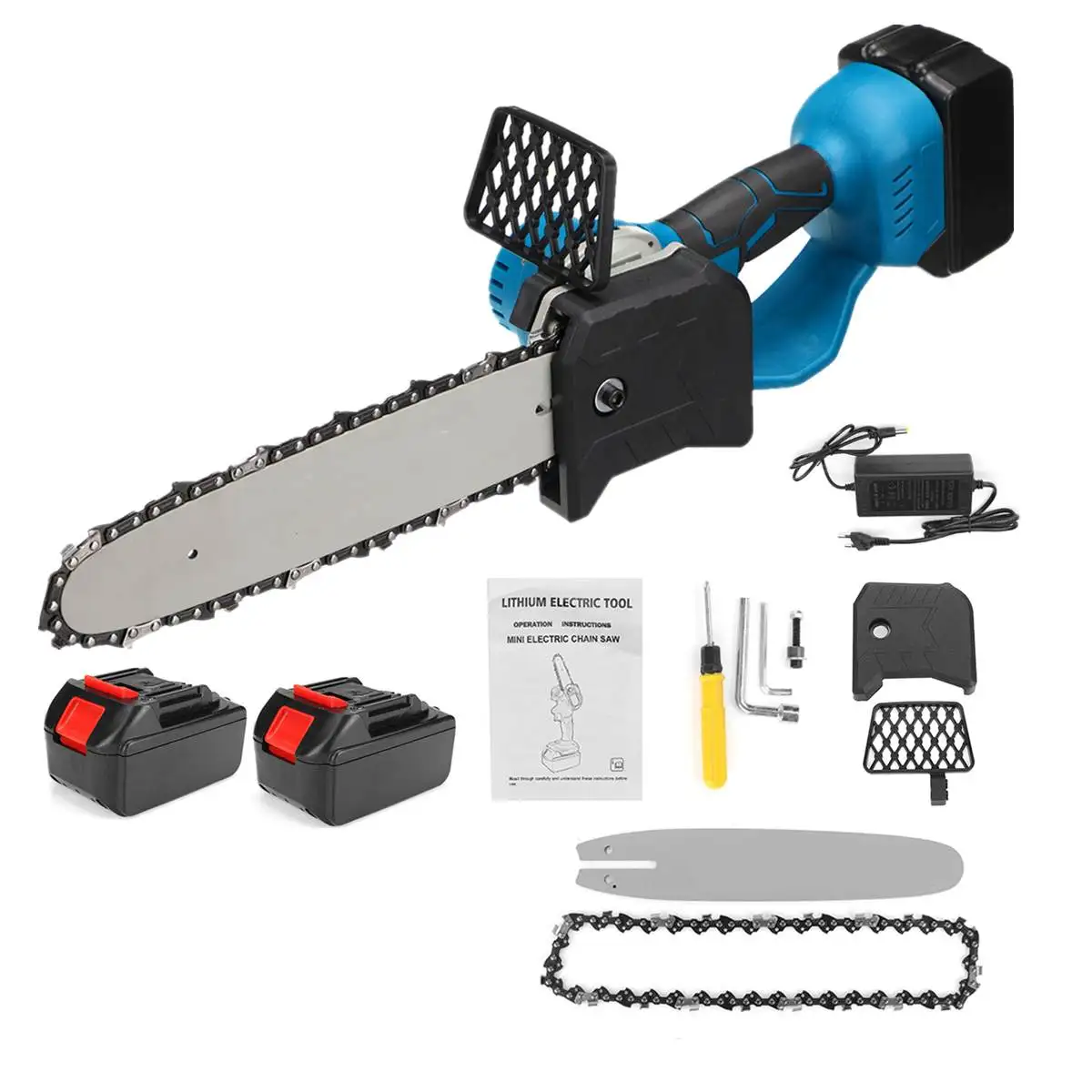 

10 Inch Cordless Electric Saw Chainsaw 3000W 588V With 2PC Li-ion Battery Brushless Motor Rechargeable Woodworking Tool EU Plug