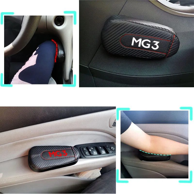 

For MG MG 3 1pc Carbon Fiber Leather Auto Leg Cushion Knee Pad Car Door Arm Pad Car Accessories Vehicle Protective