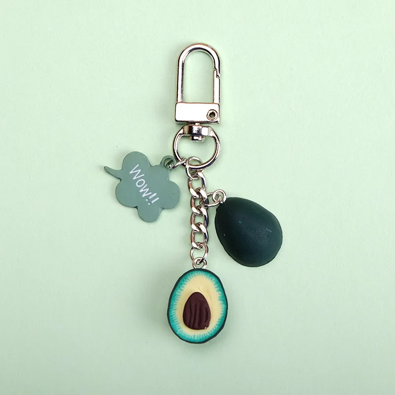 

2019 New Simulation Heart-shaped Avocado Key chain Fashion Fruit Keychains Jewelry For Women Gifts Cute Cartoon Popular Keyring