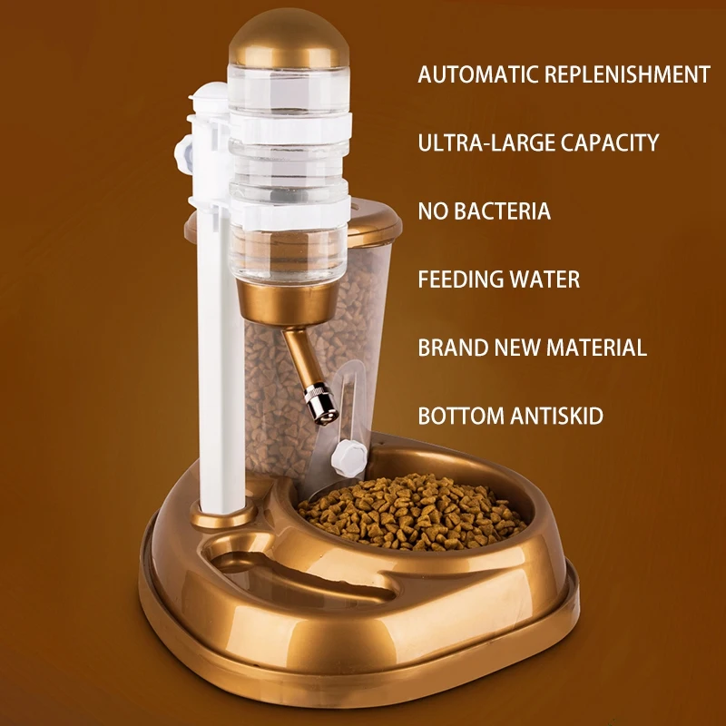 

2-In-1 Pet Dog and Dog Automatic Feeder with Large Capacity Drinker Food Bowl and Bottle Cage for Cat and Dog Rabbit