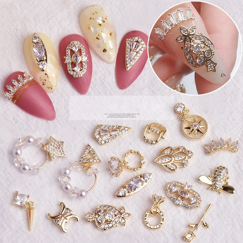 10 шт./лот роскошные сердца любовь пчела 3D сплав дизайн ногтей Цирконий жемчуг