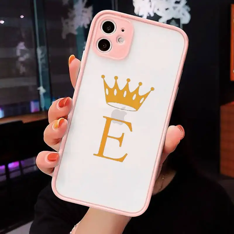 

Initial Letter A Z Crown Phone Case matte transparent For iphone 7 8 11 12 plus mini x xs xr pro max cover