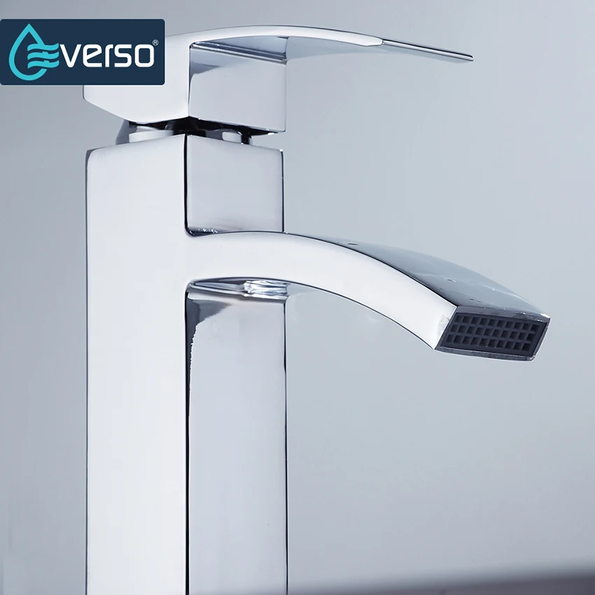 Смеситель водопад с креплением на раковину кран для ванной комнаты холодной и