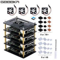 geeekpi 4 layer acrylic case dark browntransparent enclosure cooling fan heatsink screwdriver for raspberry pi 4b3b3b2bb