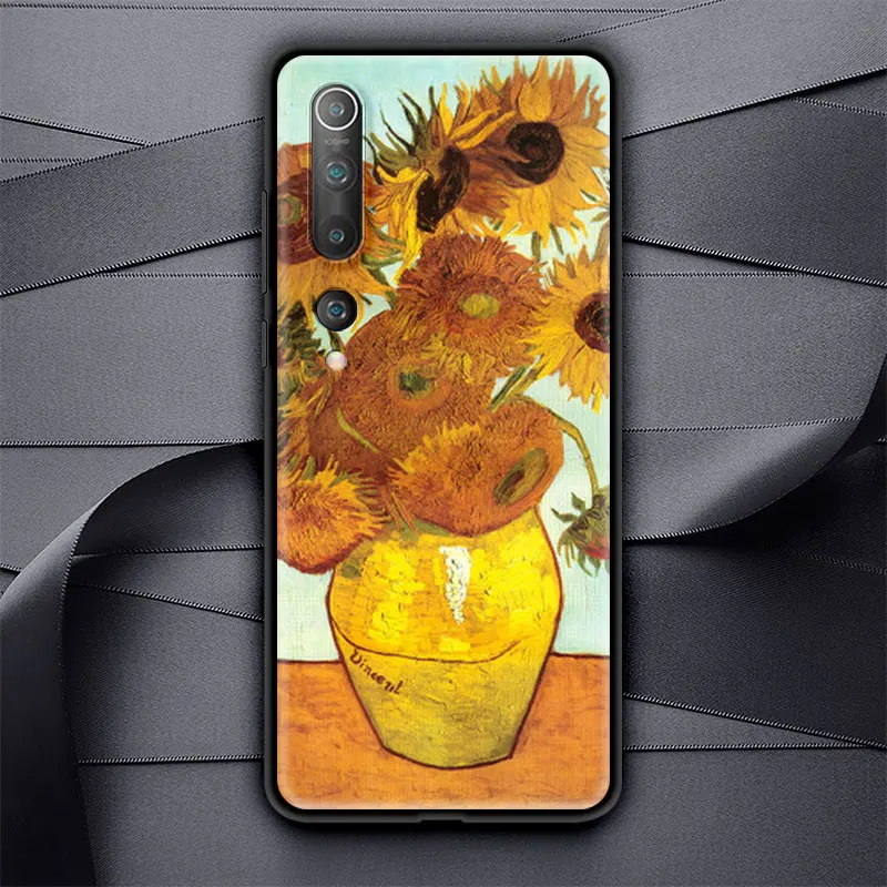 

Art Flowers Soft Tpu Case For Xiaomi Redmi Note 9 9S 8 8T 7 9A Mi 9T CC9 10 Lite X3 NFC Black Sac Capa Phone Cover Sky Van Gogh