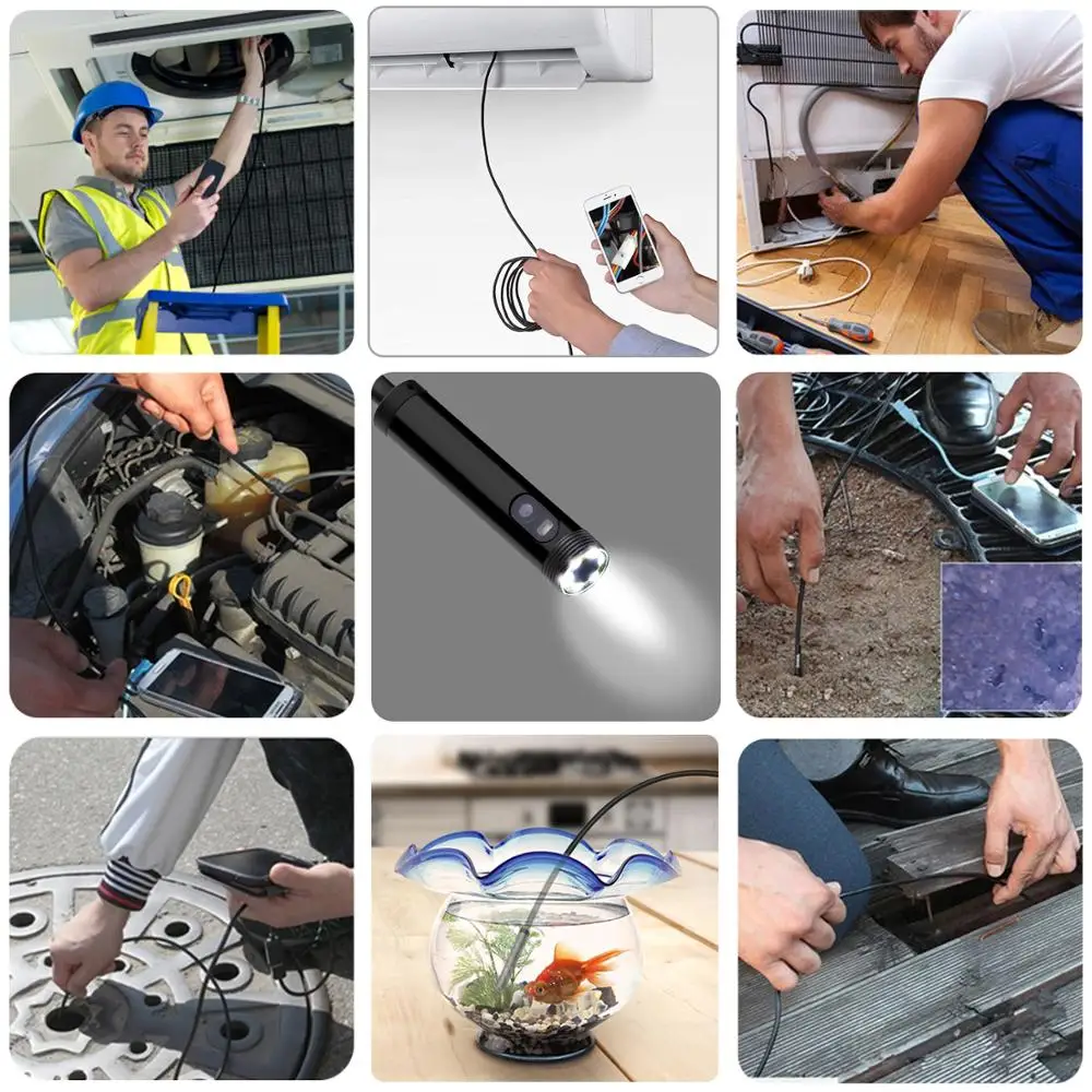 8 мм 1/2/3/5M двойной Камера (Фронтальная камера и вид сбоку Камера) WI FI эндоскоп трубы