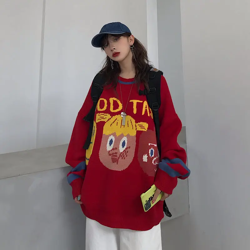 

Men's sweater 2020 autumn and winter new cute cartoon wild loose knit sweater young people personality fashion trend clothing