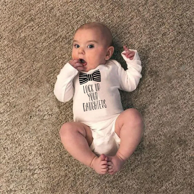 

Lock Up Your Daughters Baby Rompers Spring Newborn Baby Clothes for Girls Boys Long Sleeve Ropa Jumpsuit Baby Clothing