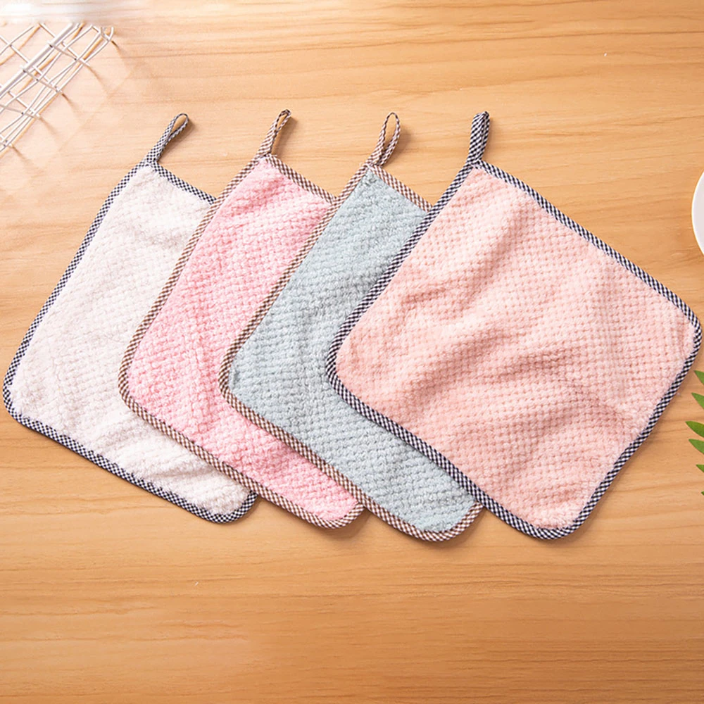 

10pcs Coral Fleece Rags Can Be Hung-Type Dish Cloth Kitchen Household Cleaning Towels Absorbent Not Stick To Oil Hand Towels