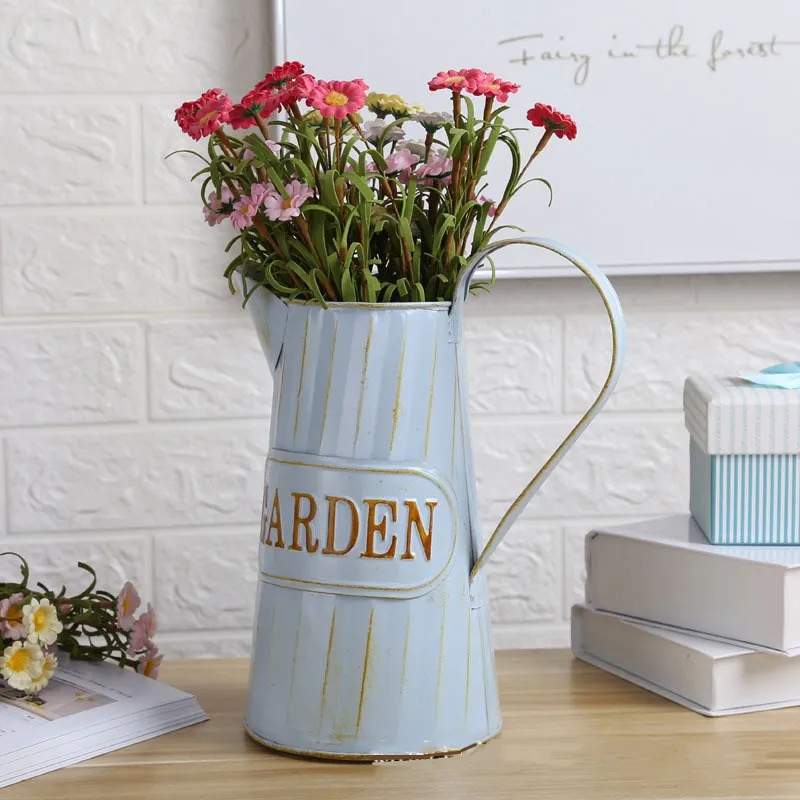 

Iron Vase Blue Indoor Modern Retro Small Vase Desk Floor Office Accessories Minimalist Decor Outdoor Jarrones Vases BG50VS