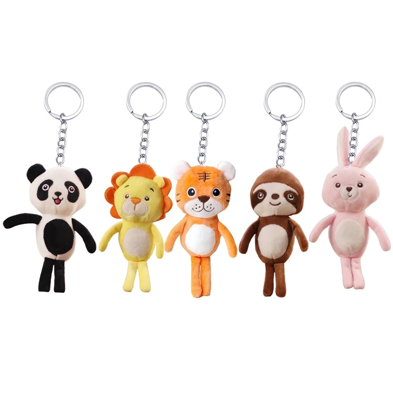 

Cute Cartoon Animal Plush Keychains 18cm Lion/Panda/Tiger Animal Stuffed Plush Toys Pendant Key Chains Key Ring for Child Gifts