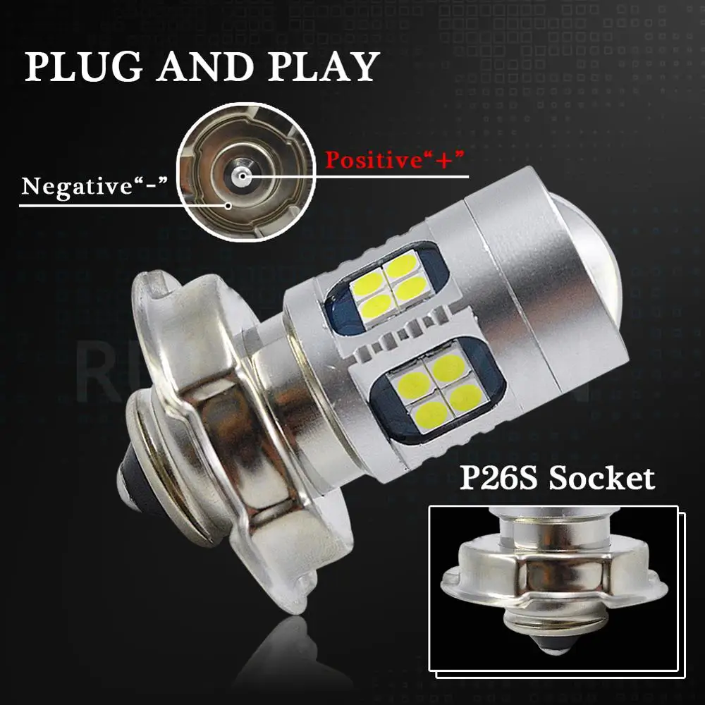 P26S светодиодный мотоциклетный головной светильник 6 24V DC 22SMD 3030 фары Мопед Скутер