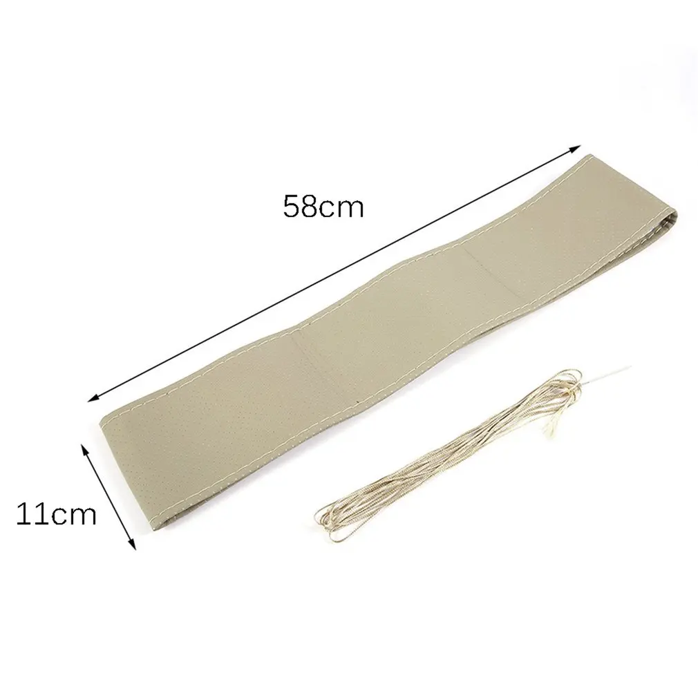 

3 Color DIY Texture Soft Auto Car Steering Wheel Cover With Needles And Thread Artificial Leather Car Styling Covers Suite Hot