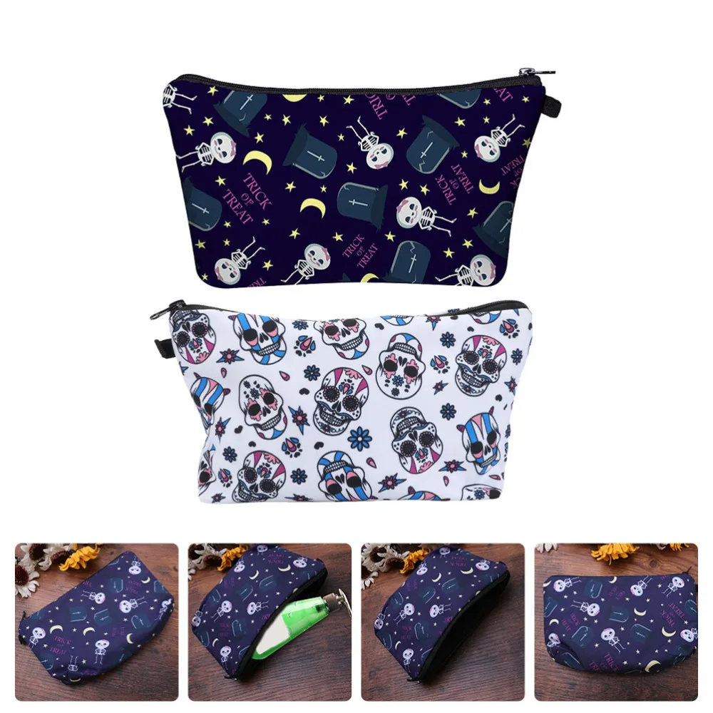 

2Pcs Portable Makeup Bag Pattern Printed Travel Cosmetic Bag