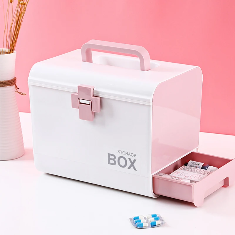 

Многоуровневый органайзер для аптечки, портативный медицинский набор, пластиковый ящик для хранения лекарств