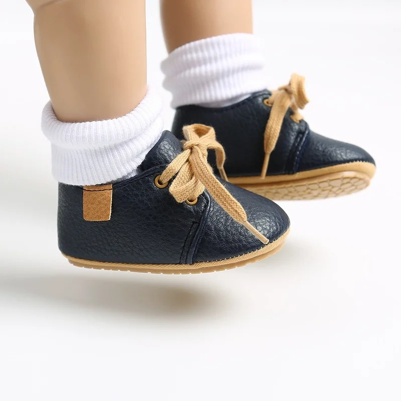 

New Baby Shoes Retro Leather Boy Girl Shoes Multicolor Toddler Rubber Sole Anti-slip First Walkers Infant Newborn Moccasins