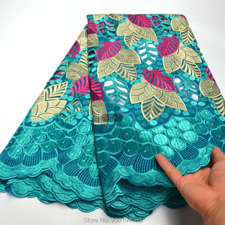 

5 Yards yellow High quality hand cut Swiss Voile Lace with many stones for sewing African wedding embroidered fabric - N8885