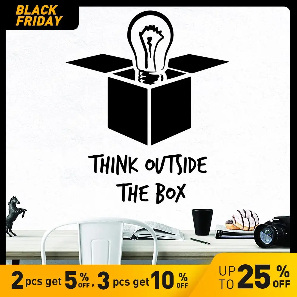 Изысканные настенные Стикеры с надписью Думай снаружи коробки виниловые