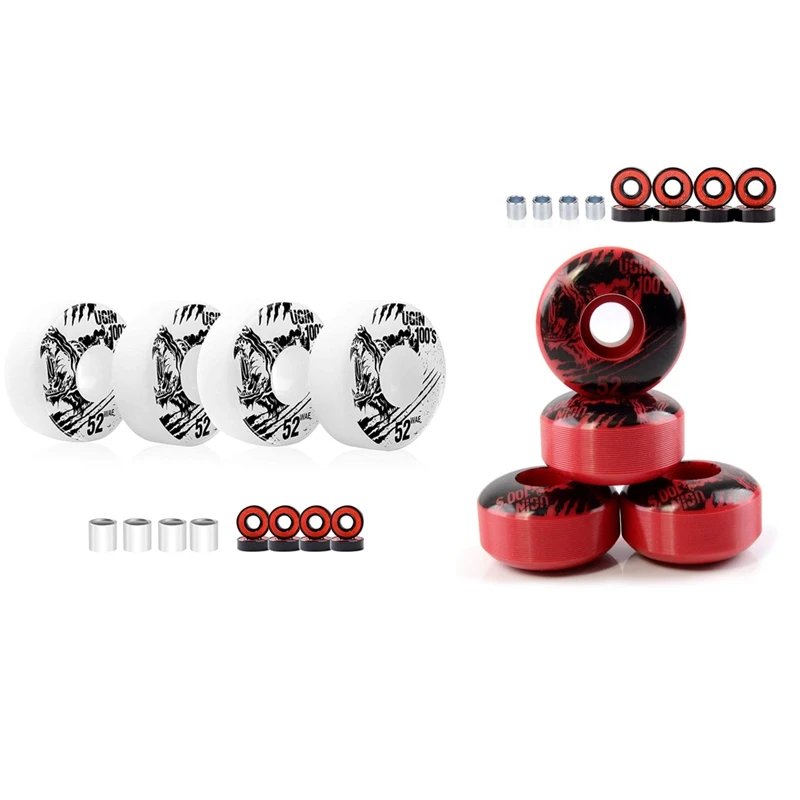 

UGIN 52mm Skateboard Wheels with ABEC-9 Bearings and Spacers Cruiser Wheels (Pack of 4)