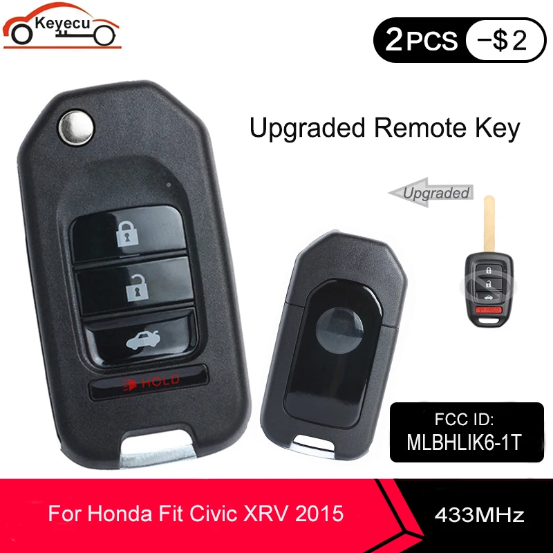 KEYECU Модернизированный дистанционный ключ брелок от машины 3 + 1 Кнопка 433 МГц ID47