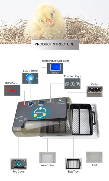 

New 12 Eggs Incubator Full Automatic Incubator Brooder Farm Hatchery Machine