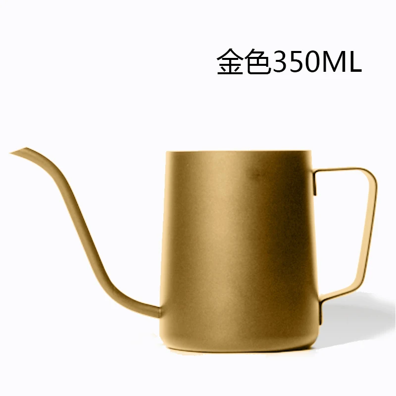 Gold350ml Нержавеющая сталь, утолщенные тонкие горшки, капельный кофейник с гусиным носиком, чайник с длинным горлышком, инструмент для домашнего чая, 250 мл/350 мл - Цвет: Gold350ml