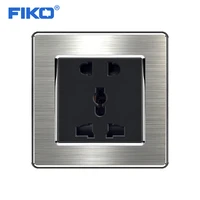 fiko stainless steel panel 13a uk wall electric socket 8686mm5hole uk universal home hotel power outlet