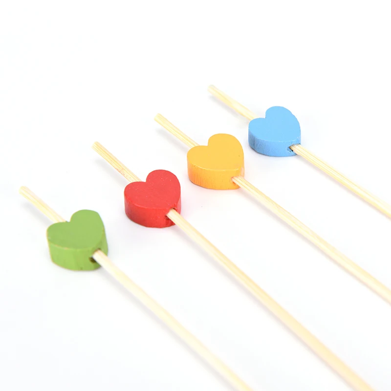 

100pcs Disposable fruit sign love wood fruit fork art cocktail sign toothpick creative flower sign string sign