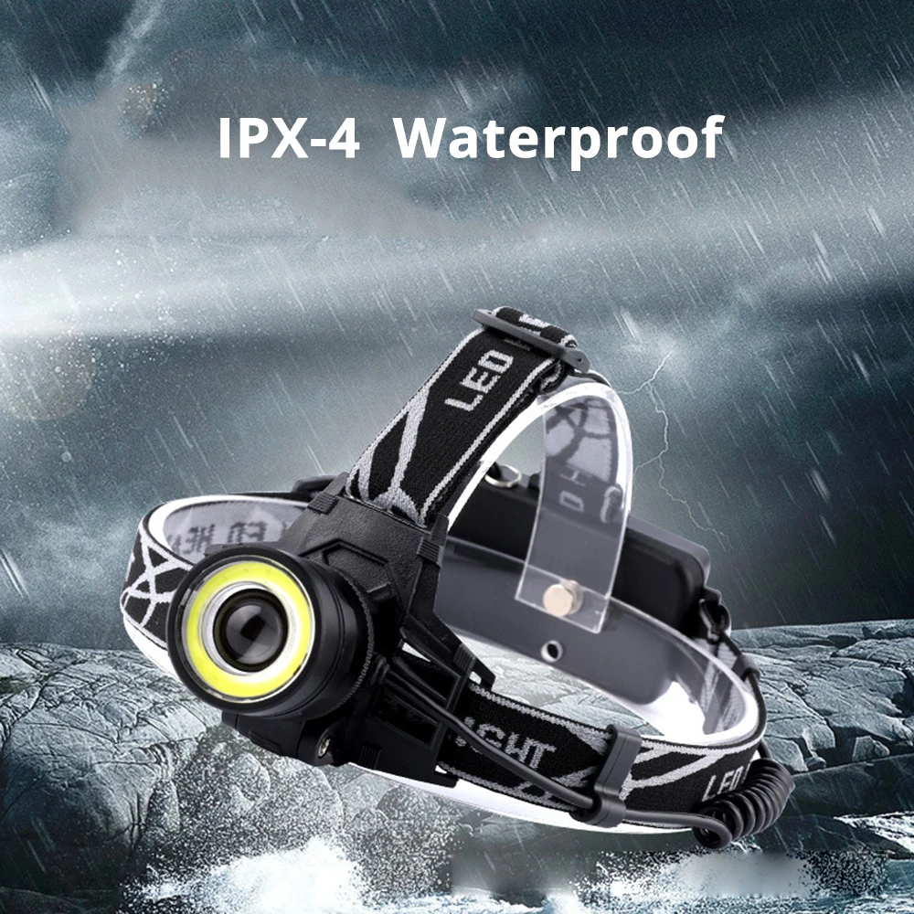 Super Bright LED Headlamp 4 Light Modes T6 + COB Headlight Waterproof Rotating Zoom Fishing Camping Use 2*18650 Battery | Лампы и