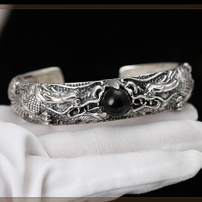 Мужской браслет из стерлингового серебра S925 властный дракон винтажные