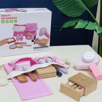 12pcs kit wooden beauty salon pretend makeup playset toy role play cosmetics toy simulation beauty accessories for kids