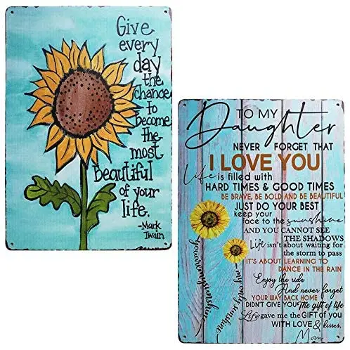 Цветные подсолнухи TISOSO, металлическая жестяная вывеска, Настенный декор для гостиной, винтажное искусство, вывески для кофе, бара, домашний декор, подарки, Декор