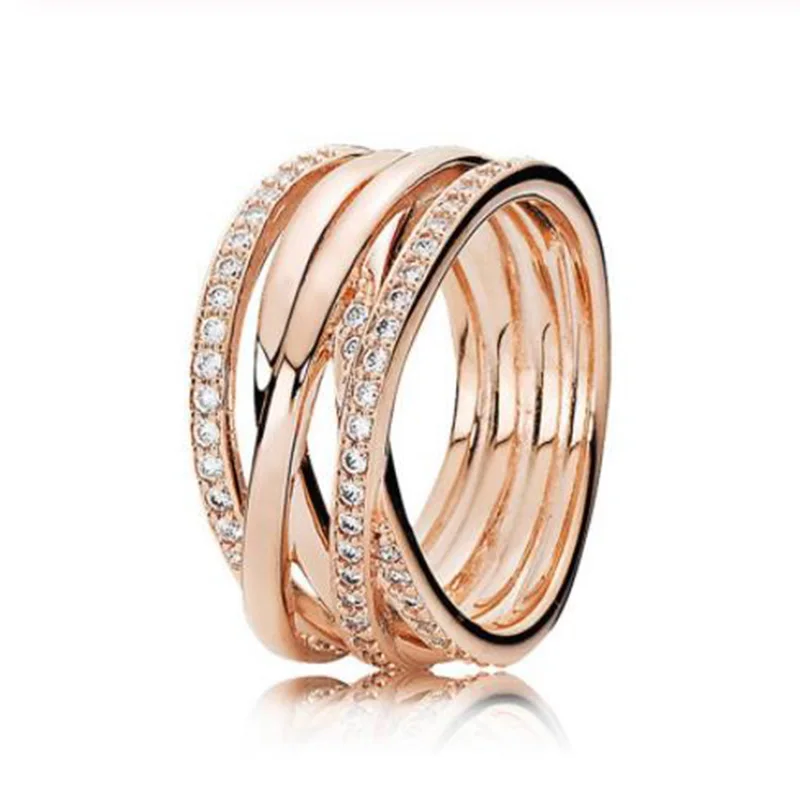 

100% 925 Sterling Silver Pan Ring Creative Cut Out Rose Gold Pan Ring For Women Wedding Party Gift Fashion Jewelry