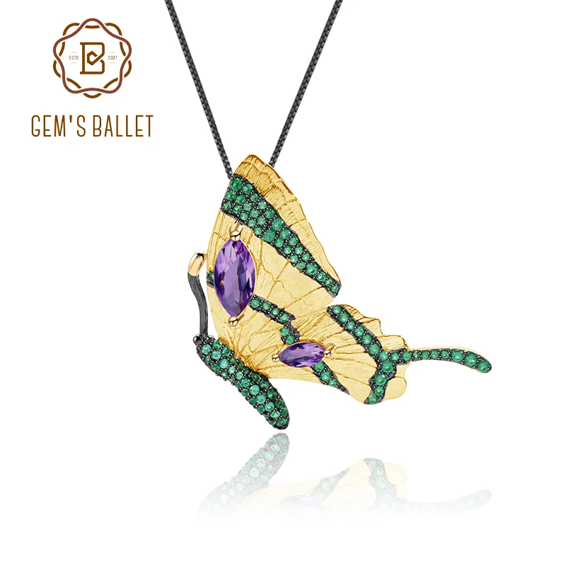 Женская Брошь бабочка GEM'S BALLET ювелирное изделие из серебра 925 пробы с