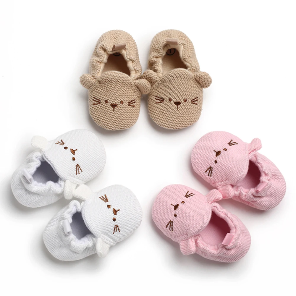 

Autumn Winter Toddler Girl Knitted First Walkers Snow Boots Shoes Newborn Baby Cotton Warm Soft Sole Plush Prewalker