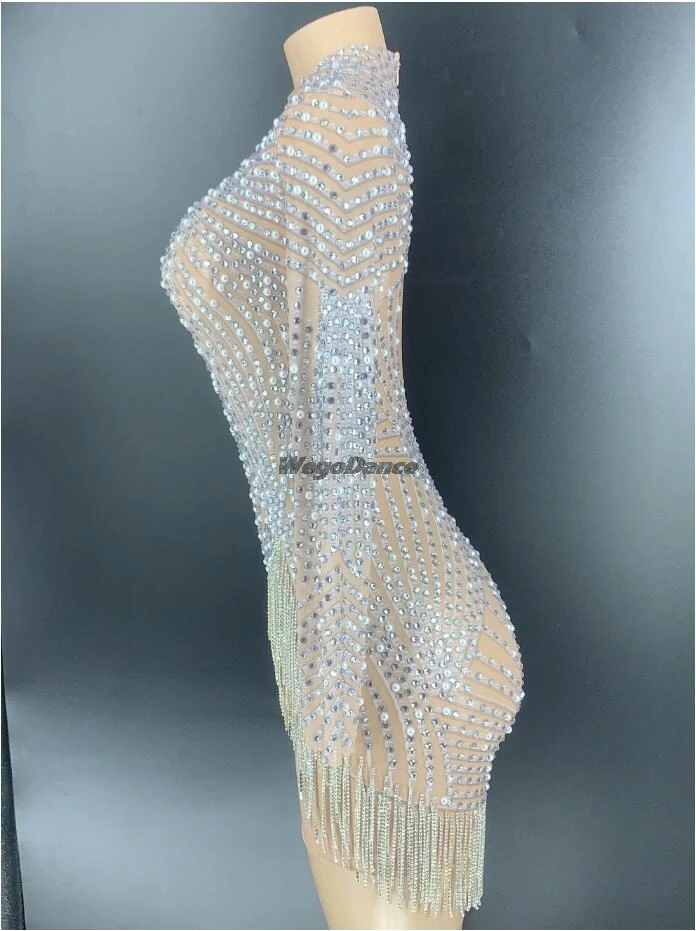 Новинка серебристые Стразы с бахромой и жемчужинами прозрачные женские