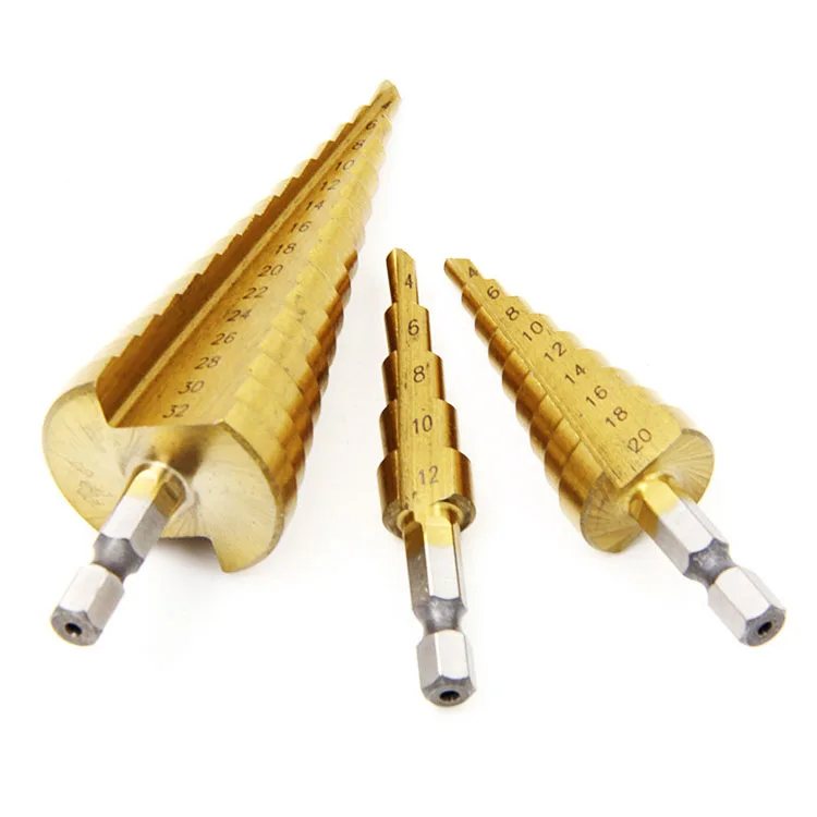 Набор металлических конусных сверл 3шт. Сверло с титаническим покрытием 4 12/20/32