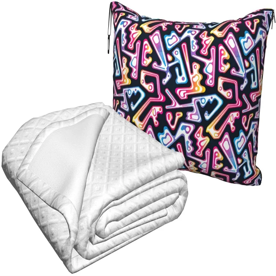 vender Geometria Brilhante Viagem Travesseiro Cobertor Dois-em-um Mochila Cinta E Compacto Avião Saco Cintura Suporte 60x43 Polegadas