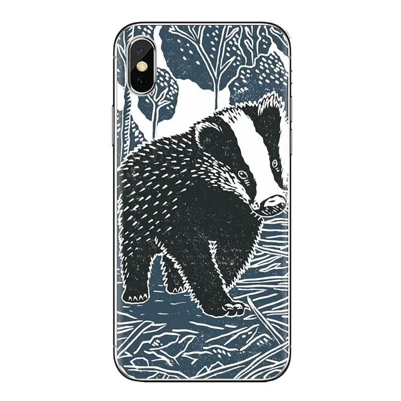 Прозрачный ТПУ чехол Breezy Badger animals для iPhone XS Max XR X 4 4s 5 5S 5C SE 6 6S 7 8 Plus samsung Galaxy J1 J3 J5 J7 A3 A5