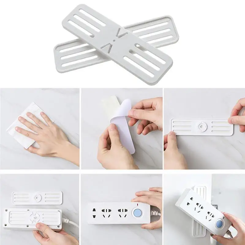4 Sets Traceless Punch Fixing Apparatus Versatile Cable Patch Panel Holder Board Rack Hanging Socket Organizer (White) | Канцтовары для