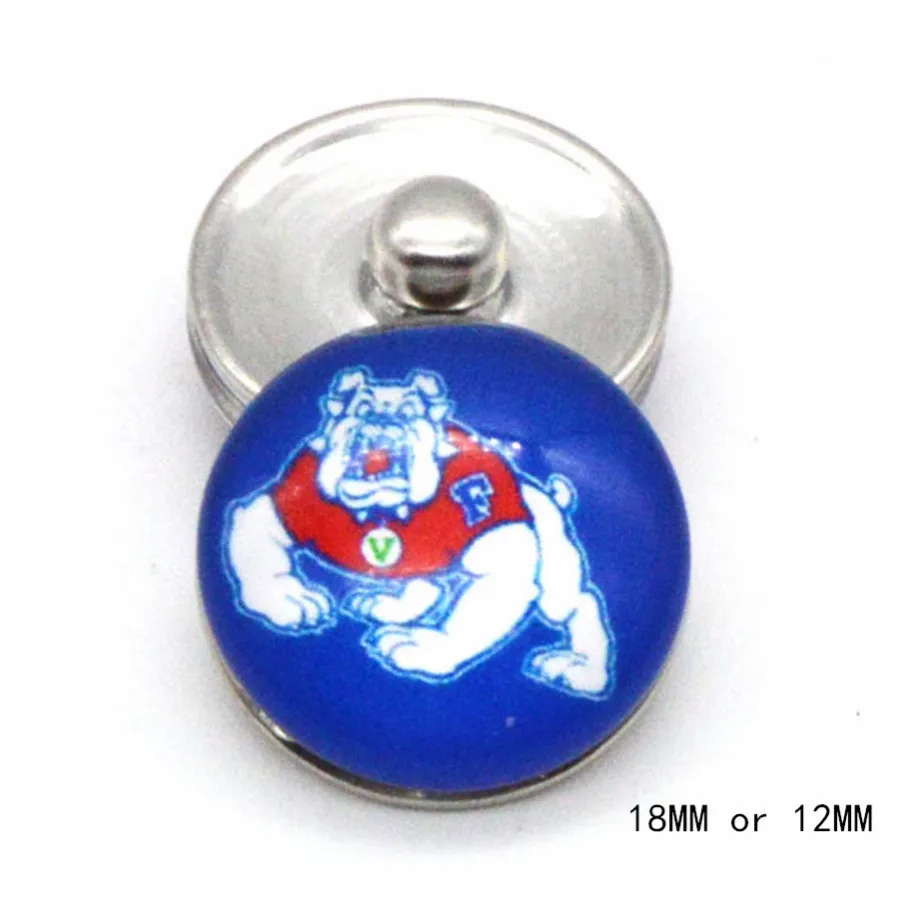Gonzaga BULLDOGS NCAA спортивные стеклянные пуговицы 18 мм 12 подходящие защелки Snaps браслет
