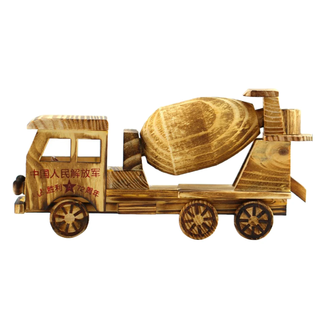 

Wooden Mixer Truck Vehicle Car Model Toy 1:60 Scale Engineering Car for Kids