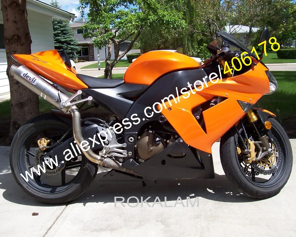 ZX10R Fairing For Kawasaki Ninja ZX-10R ZX 10R 04 05 2004 2005 Orange Black Set (Injection Molding) | Автомобили и мотоциклы