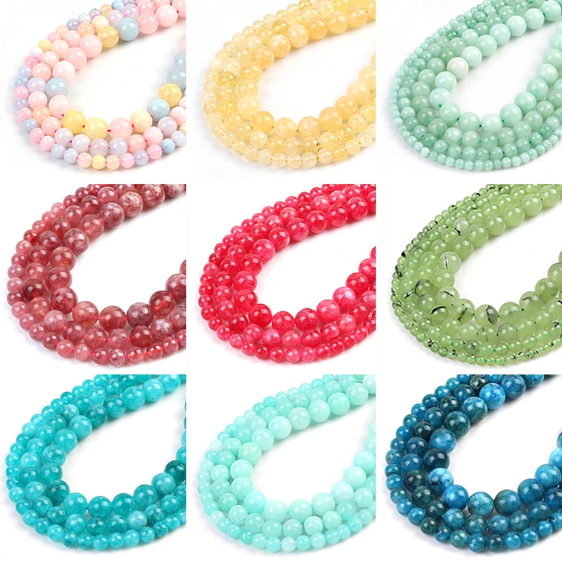 

Natural Stone Jades Round Loose Spacer Beads 15'' 4/6/8/10/12mm For Jewelry Making DIY Earrings Bracelet Accessories