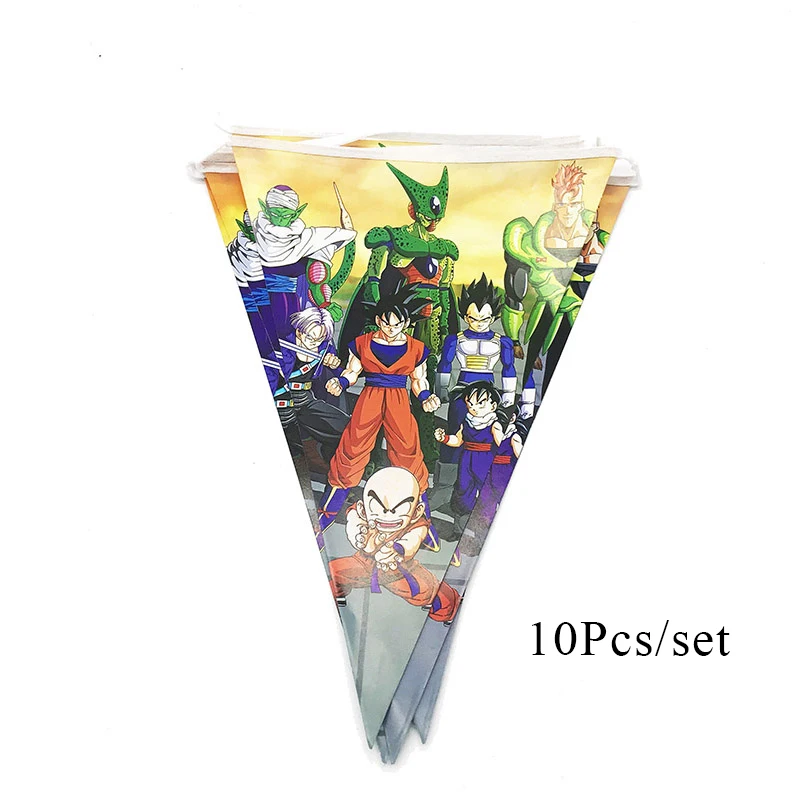 Pennant x 1set Dragon Ball Z Son Goku вечерние декоративные столовые принадлежности бумажный стаканчик, тарелка, тканевые Детские шары для душа, детские товары для дня рождения AH10 - Цвет: Pennant x 1set