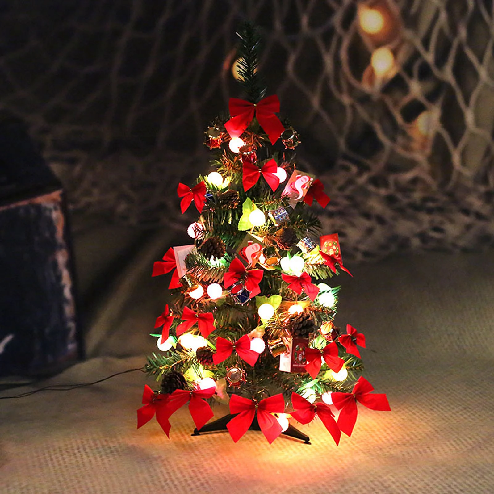 

Mini Christmas Tree LED String Lights Snow Set Ornaments Home Holiday Xmas Desktop Decoration Xmas DIY Decorative Lights