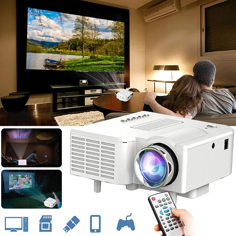 Портативный мини-проектор с поддержкой 1080P видеопроектор со светодиодной лампой