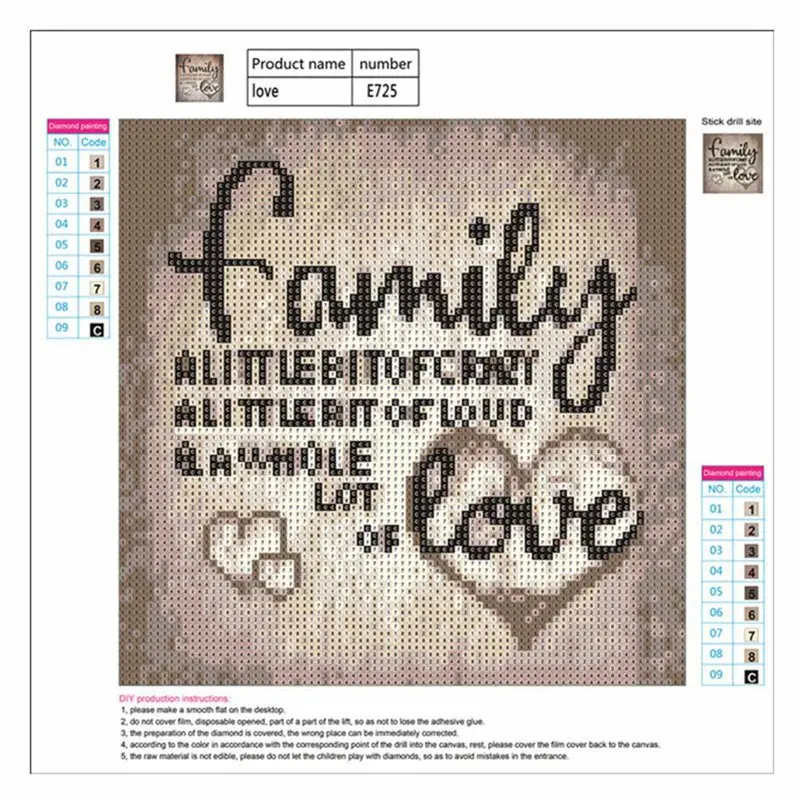 

5D Diy Diamond Painting Cross Stitch "Family love letter" Home Decor Full Rhinestones Inlay Diamond Embroidery