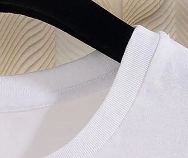 

Women's White Letter Embroidery T-shirt Stitching tweed Short Sleeve Simple Loose Casual Female Tees 2021 New